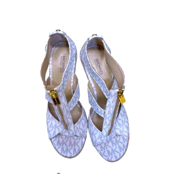 Michael Kors Coated Canvas Signature Wedge Heels Size 6 - Picture 5 of 6